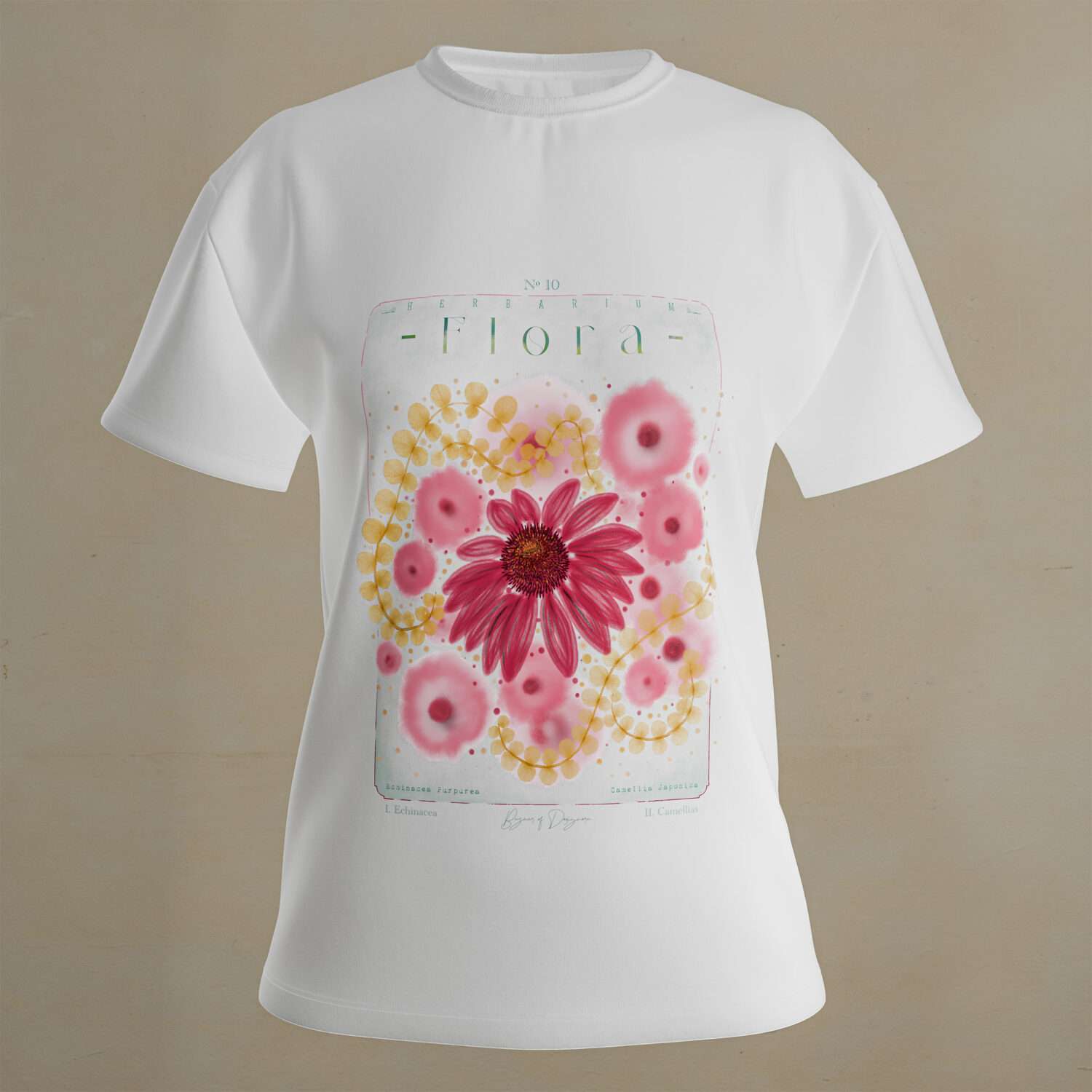 Echinacea, Camellias & Golden Creeping Jenny | T-Shirt