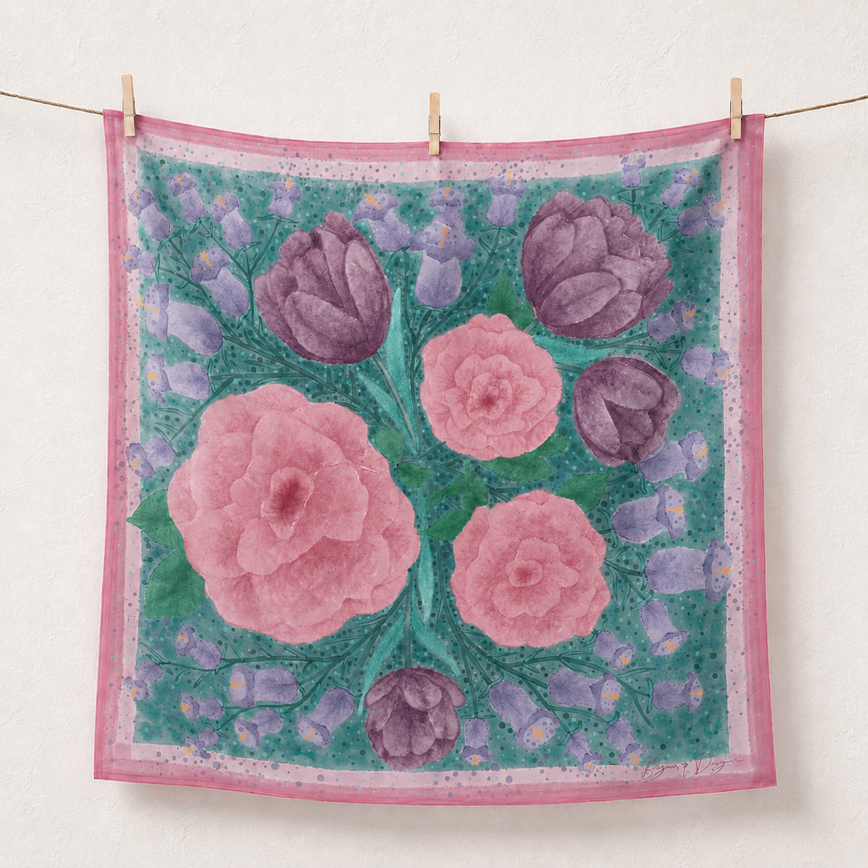 Camelias, Tulips & Bellflower | Scarf
